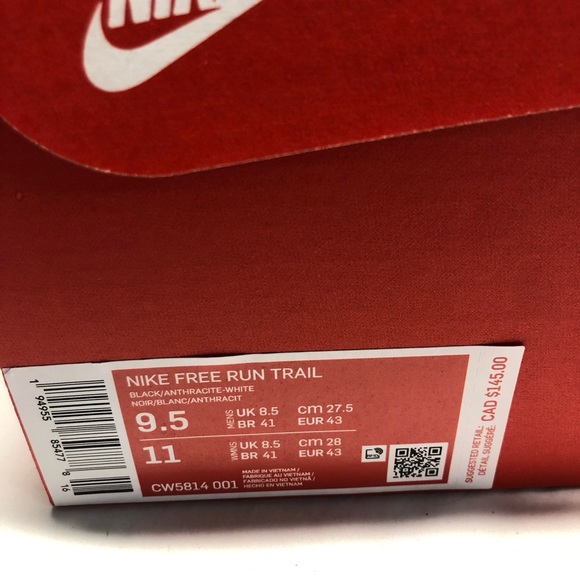 Mens Nike Free Run Trail US Size 9.5 Black/white new with box CW5814-001] - Picture 12 of 13